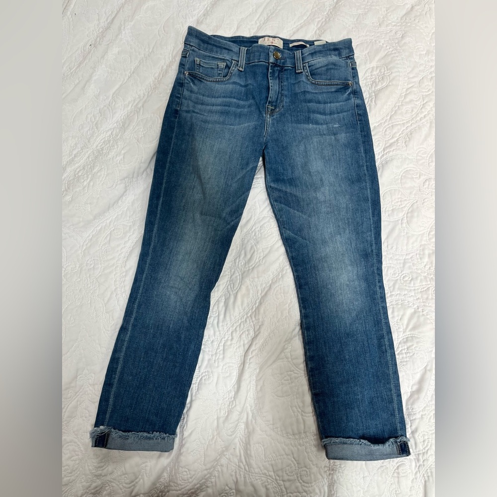 Jen7 by 7 for all mankind, cropped skinny jeans, blue,‎ size 4